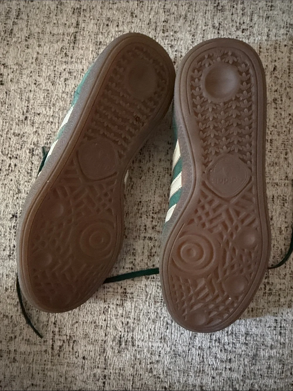 adidas Women's Green Suede Sneakers with White Stripes